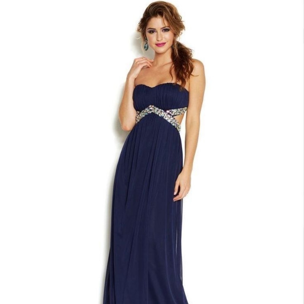 Trixxi Strapless Cut Out Quinceanera, Sequine Gown